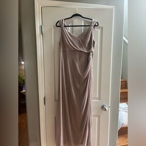 R&M Richard’s, tan size 14, sparkly maxi dress